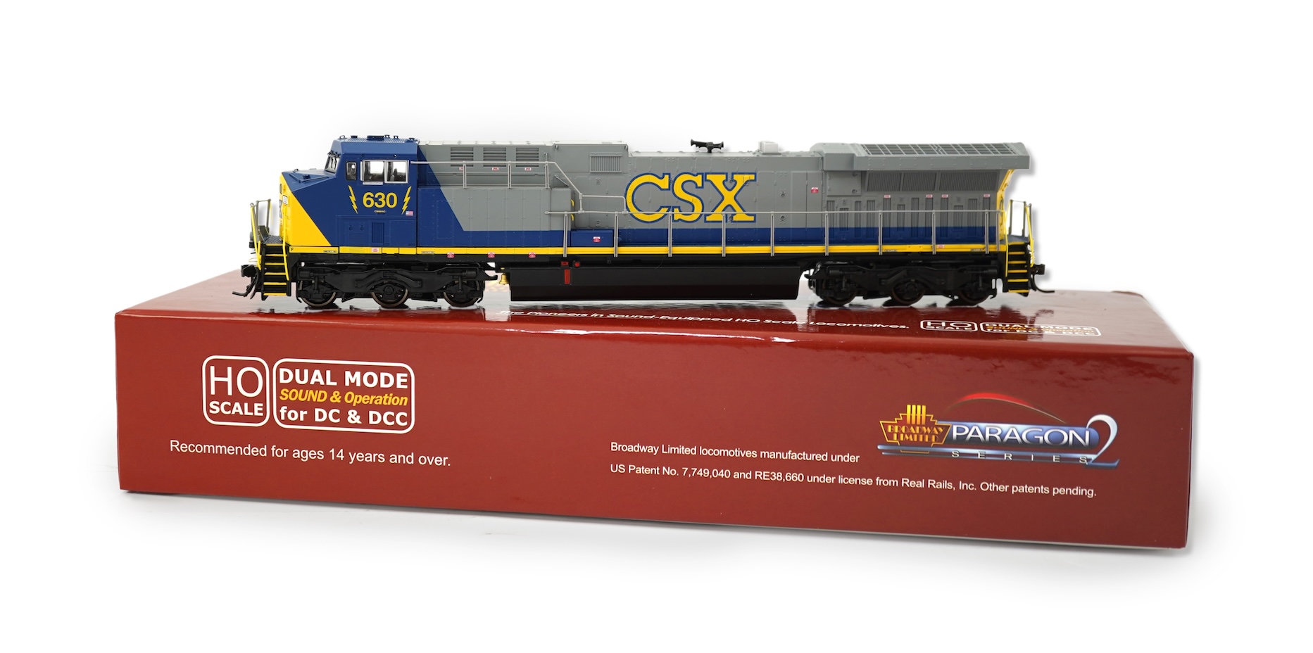 A boxed HO gauge Broadway Limited Paragon 2 Series (2294) model of CSX GE AC6000, 630, Co-Co diesel locomotive, powered for two rail operation.